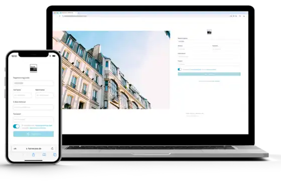 Die Homecase Registrierung auf Laptop und Handy